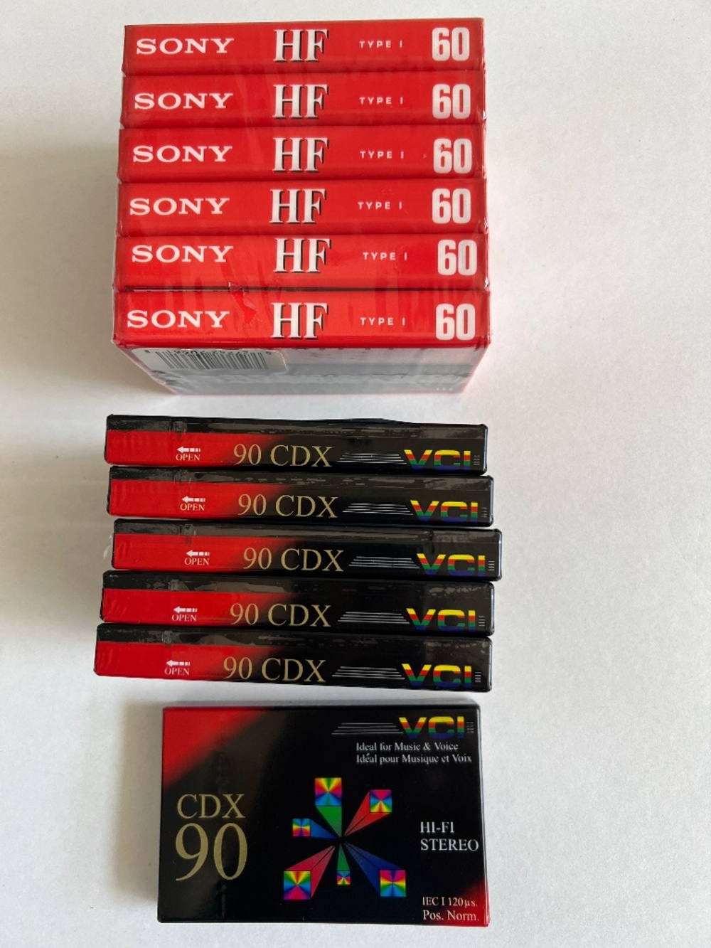 New Cassette Tapes Sony & VCI 60 Min 90 Mins  New Old Stock Sealed Blank